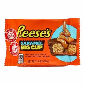 ריסז ביג קאפ קרמל (Reese's Caramel Big Cup) – אריזת 39 גרם. ריסז ביג קאפ קרמל (Reese's Caramel Big Cup) – אריזת 39 גרם.