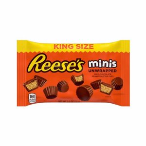 ריסז מיניס – ללא עטיפה (Reese's Minis Unwrapped) – אריזת קינג סייז 70 גרם. ריסז מיניס – ללא עטיפה (Reese's Minis Unwrapped) – אריזת קינג סייז 70 גרם.