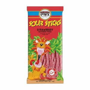 מקלות חמוצים תות (Sour Sticks Strawberry) מבית Paskesz – אריזת 100 גרם. מקלות חמוצים תות (Sour Sticks Strawberry) מבית Paskesz – אריזת 100 גרם.