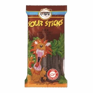 מקלות חמוצים בטעם קולה (Sour Sticks Cola) מבית Paskesz – אריזת 100 גרם. מקלות חמוצים בטעם קולה (Sour Sticks Cola) מבית Paskesz – אריזת 100 גרם.