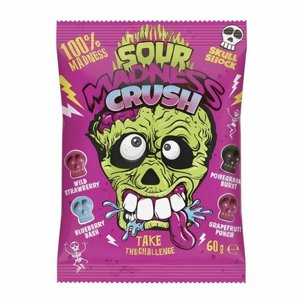 סאוור מדנס קראש (Sour Madness Crush) – סוכריות קשיחות בדרגת חמיצות Skull Shock גרם60 סאוור מדנס קראש (Sour Madness Crush) – סוכריות קשיחות בדרגת חמיצות Skull Shock גרם60