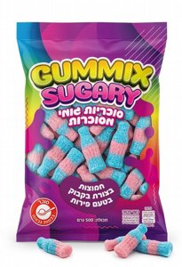 סוכריות גומי GUMMIX SUGARY – בקבוקי פירות חמוצים (כחול-ורוד)500גרם סוכריות גומי GUMMIX SUGARY – בקבוקי פירות חמוצים (כחול-ורוד)500גרם