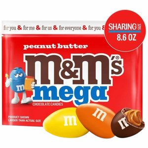 סוכריות שוקולד אם אנד אם ענקיות M&M's מגה במילוי חמאת בוטנים – אריזת שיתוף (M&M's Mega Peanut Butter Sharing Size) – 243.8 גרם סוכריות שוקולד אם אנד אם ענקיות M&M's מגה במילוי חמאת בוטנים – אריזת שיתוף (M&M's Mega Peanut Butter Sharing Size) – 243.8 גרם